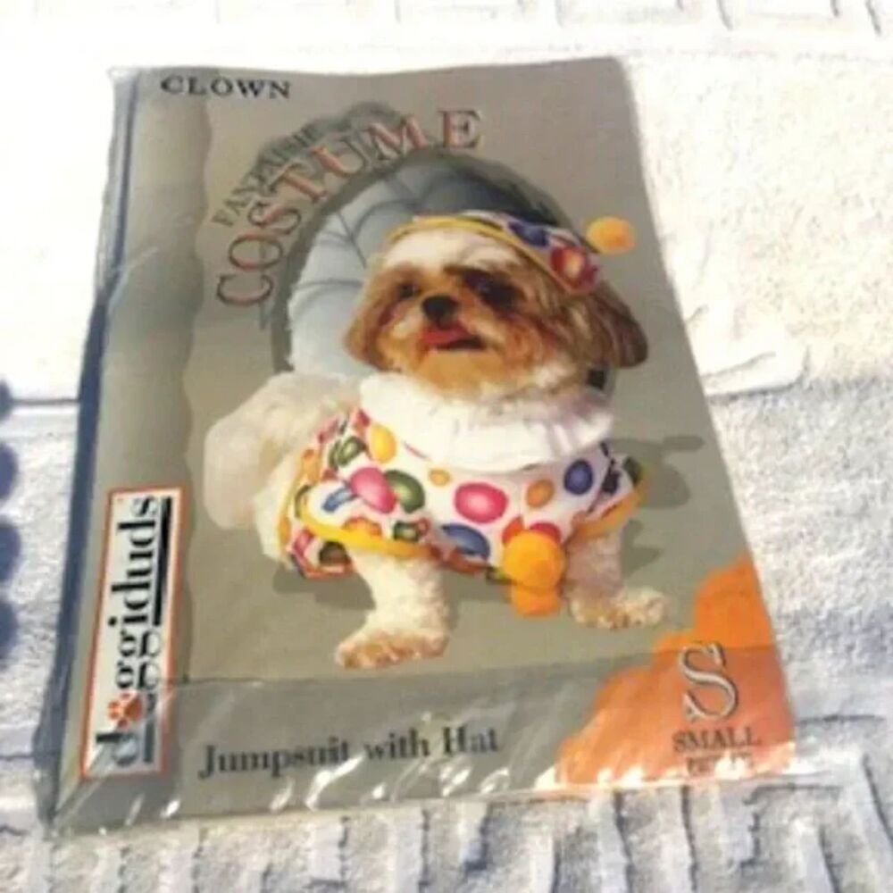 Size: Petite Small Doggie Halloween Costume . "Clown Jumpsuit w/ Tail" . New